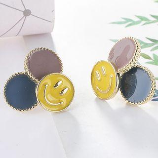 Smile Face Stud Earring 1 Pair - Stud Earring - As Shown In Figure - One Size