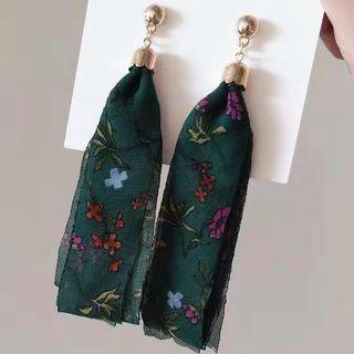 Floral Print Fabric Dangle Earring