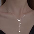 Moon & Star Fringed Sterling Silver Necklace Star & Moon Necklace - Silver - One Size