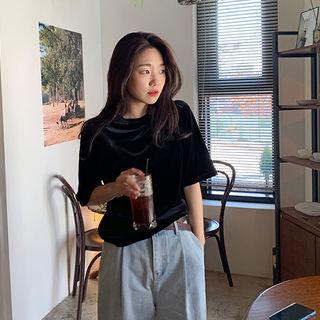 Round-neck Velvet T-shirt