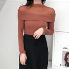 Plain Mesh Slim-fit Long-sleeve Top