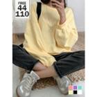 Colored Balloon-sleeve Oversized Pullover
