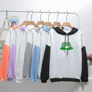 Frog Print Two-tone Hoodie