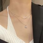 Heart Lock Pendant Faux Pearl Layered Necklace