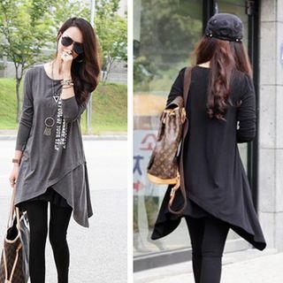Irregular Hem Long-sleeve Dress
