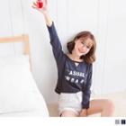 Lettering Print Cutout T-shirt