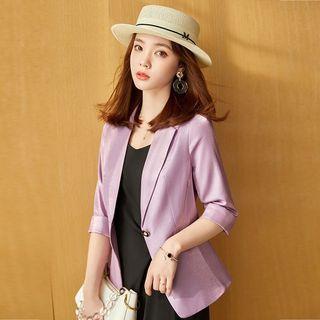 3/4-sleeve One-button Blazer / Midi Dress / Set