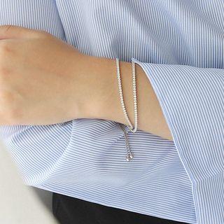 925 Sterling Silver Rhinestone Layered Bracelet Platinum - One Size