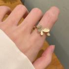 Bow Rhinestone Open Ring Yellow & Gold - One Size