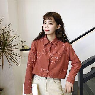 Long-sleeve Cartoon Print Blouse