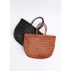 Braided-handle Woven Shopper Bag With Pouch