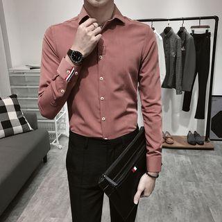 Long Sleeve Metal Pin Plain Shirt