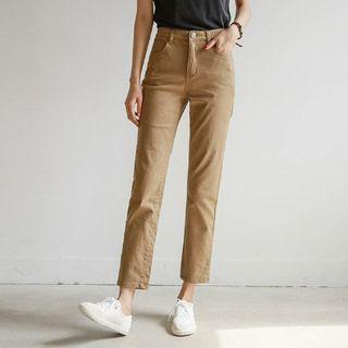 Hidden Waist-band Straight-cut Pants