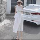Sleeveless Plain Side-pocket A-line Dress