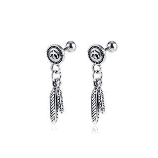 Simple Personality Double Leaf 316l Stainless Steel Earrings Silver - One Size
