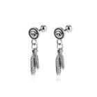 Simple Personality Double Leaf 316l Stainless Steel Earrings Silver - One Size