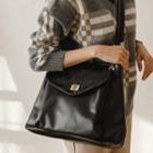 Turn-lock Flap Shoulder Bag Black - One Size