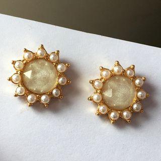 Beaded Ear Stud 1 Pair - S925 - Stud Earring - As Shown In Figure - One Size