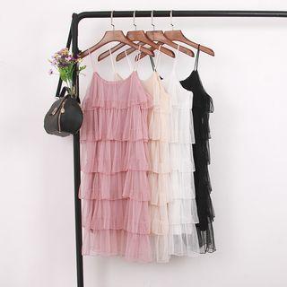 Spaghetti Strap Mesh Layered Dress