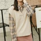 Plaid Shirt / V-neck Sweater Vest