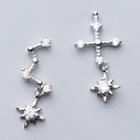 925 Sterling Silver Rhinestone Star Dangle Earring 1 Pair - S925 Silver - One Size