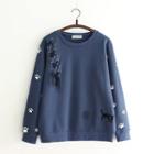 Paw Print Lace Up Detail Pullover