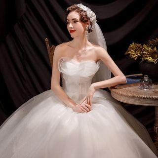 Strapless Mesh Wedding Ball Gown