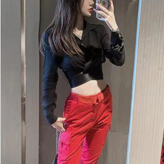 V-neck Blouse / Crop Cargo Pants
