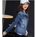 Denim Buttoned Embroidered Jacket