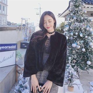 Crew-neck Faux-fur Jacket