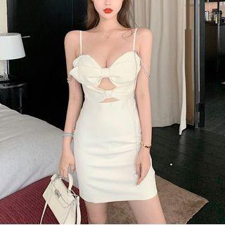 Spaghetti Strap Bow Cutout A-line Dress