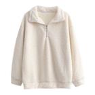 Half-zip Fleece Sweatshirt Off-white - S