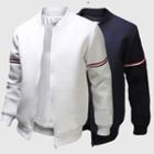 Double Stripe Details Zipper Jacket