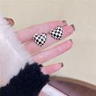 Checkerboard Heart Stud Earring / Clip-on Earring