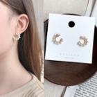 Faux Pearl Open Hoop Earring C-shaped Earring - Gold - One Size