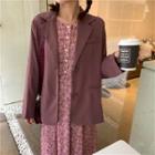 V-neck Loose-fit Blazer Blazer - Purple - One Size