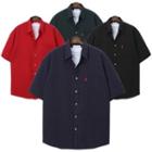 Pocket-front Short-sleeve Pinstripe Shirt