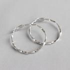 925 Sterling Silver Twisted Hoop Earring White - One Size