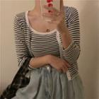Set: Striped Camisole + Cropped Cardigan