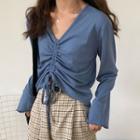 Long-sleeve Drawcord V-neck Top