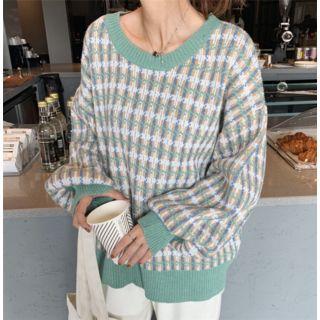 Plaid Sweater Green - One Size