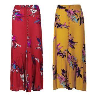 Floral Print Button-up Semi Skirt