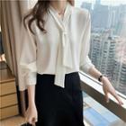 V-neck Tie-neck Blouse
