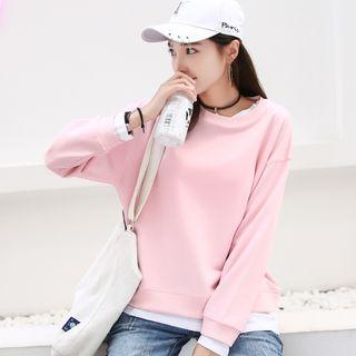 Mock Two-piece Contrast-trim Sweatshirt