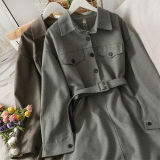 A-line Polo Midi Dress With Belt