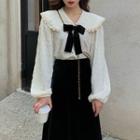 Long-sleeve Peter Pan Collar Bow Accent Blouse