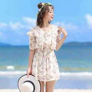 Short-sleeve Floral Print Playsuit