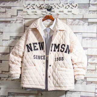 Lettering Quilted Shirt Jacket