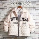Lettering Quilted Shirt Jacket