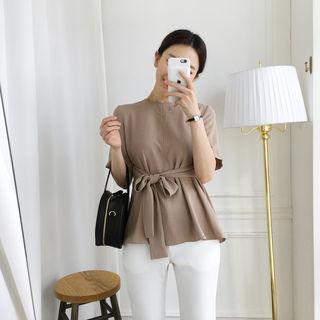 Seam-detail Tie-waist Top